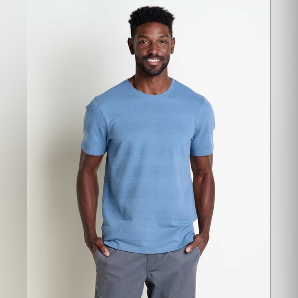 NWT Toad&Co Organic Cotton Blend Textured Stripe Dobby Crew Neck Tee Shirt - Picture 1 of 4